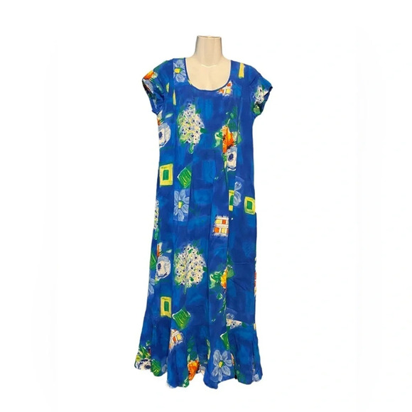 Vintage Jams World Bludrangea Maxi Dress Sz L - Picture 1 of 12